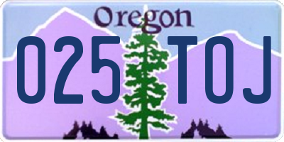OR license plate 025TOJ