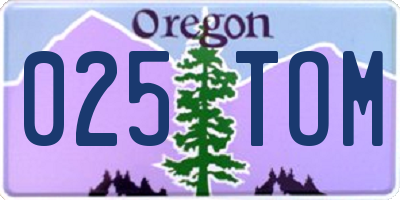 OR license plate 025TOM