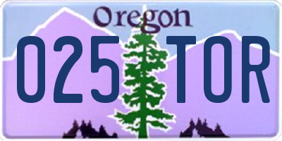 OR license plate 025TOR