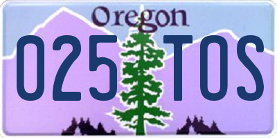OR license plate 025TOS