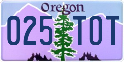OR license plate 025TOT