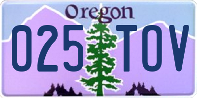 OR license plate 025TOV