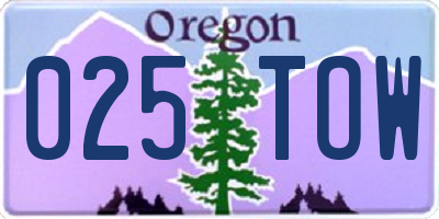 OR license plate 025TOW