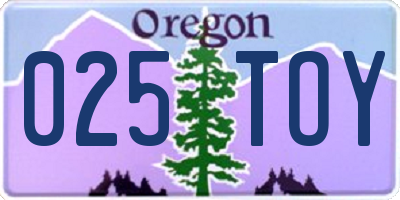 OR license plate 025TOY