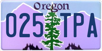 OR license plate 025TPA