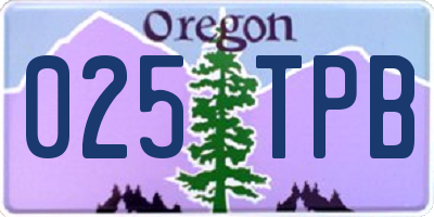 OR license plate 025TPB