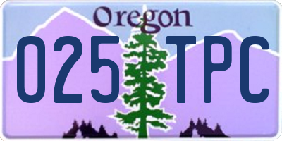OR license plate 025TPC
