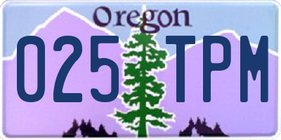 OR license plate 025TPM