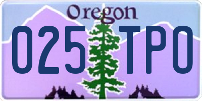 OR license plate 025TPO