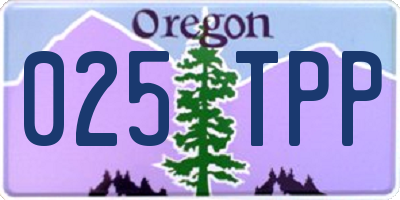 OR license plate 025TPP