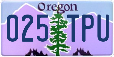OR license plate 025TPU