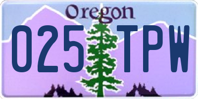 OR license plate 025TPW