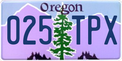 OR license plate 025TPX