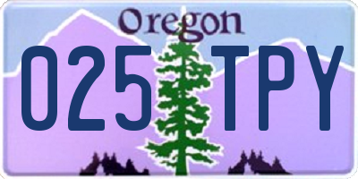 OR license plate 025TPY