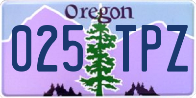 OR license plate 025TPZ