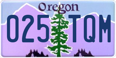 OR license plate 025TQM
