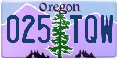 OR license plate 025TQW