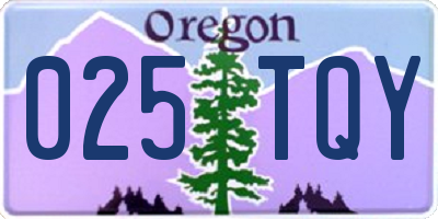 OR license plate 025TQY