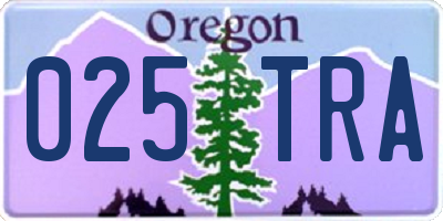 OR license plate 025TRA
