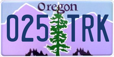 OR license plate 025TRK