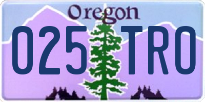 OR license plate 025TRO