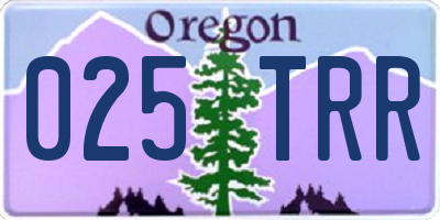 OR license plate 025TRR
