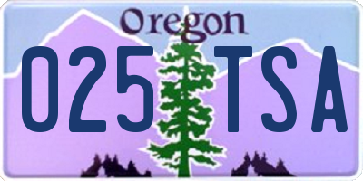 OR license plate 025TSA