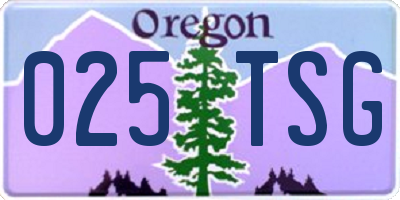 OR license plate 025TSG