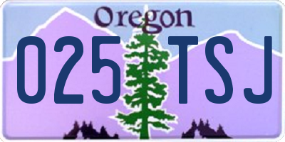 OR license plate 025TSJ