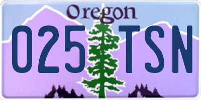 OR license plate 025TSN