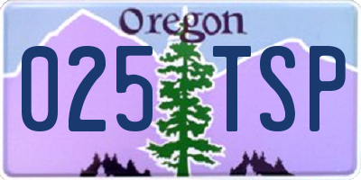OR license plate 025TSP