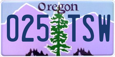 OR license plate 025TSW