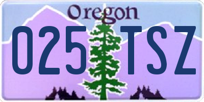 OR license plate 025TSZ