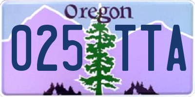 OR license plate 025TTA