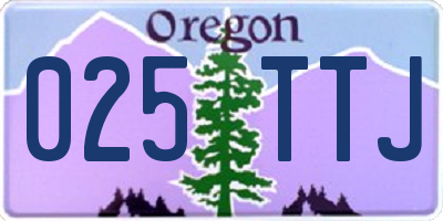 OR license plate 025TTJ