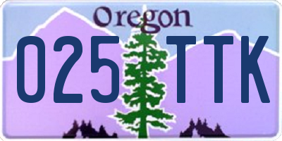 OR license plate 025TTK