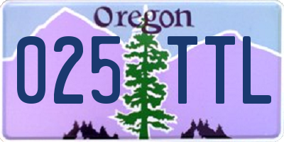 OR license plate 025TTL