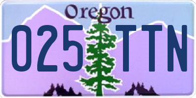 OR license plate 025TTN