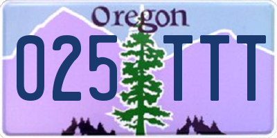 OR license plate 025TTT