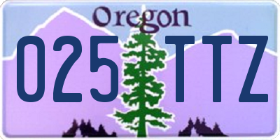 OR license plate 025TTZ