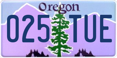 OR license plate 025TUE