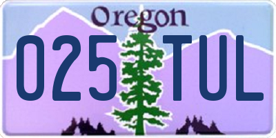 OR license plate 025TUL