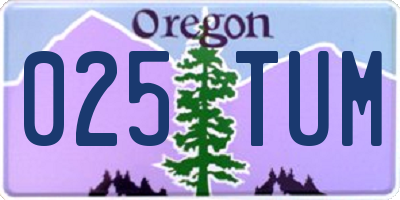 OR license plate 025TUM