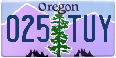 OR license plate 025TUY