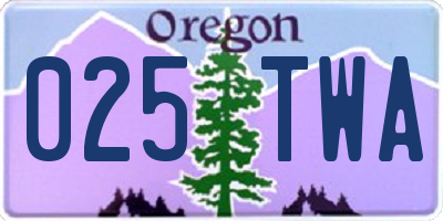 OR license plate 025TWA