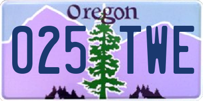 OR license plate 025TWE