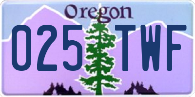 OR license plate 025TWF