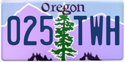 OR license plate 025TWH