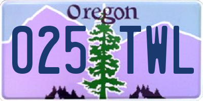 OR license plate 025TWL