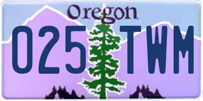 OR license plate 025TWM